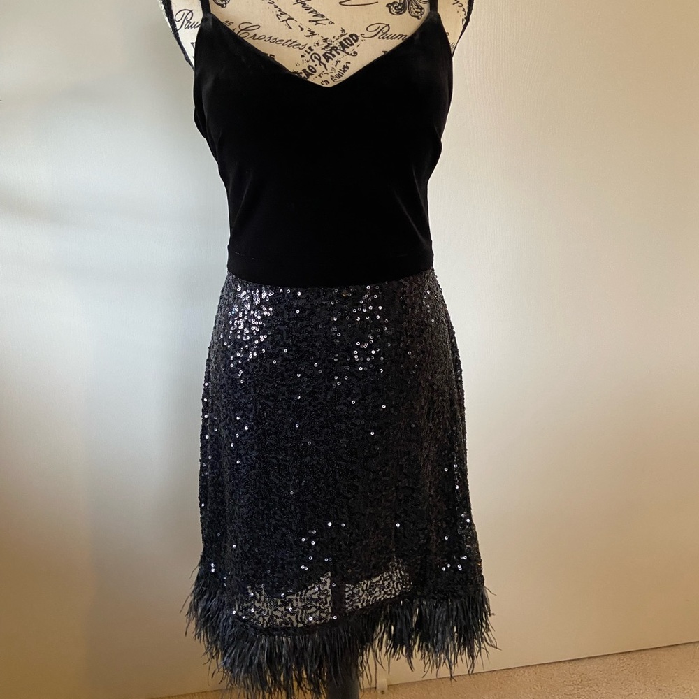 Guess Party dress, Velvet, sequins & feathers size 10